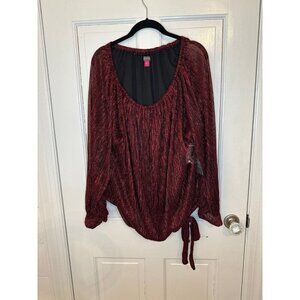 Vince‎ Camuto Red Metallic Thread Top size 3X NWT
